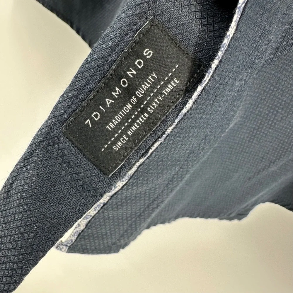 7 DIAMONDS Mens XL Dark Blue Textured Dress‎ Shirt Long Sleeve Button Up